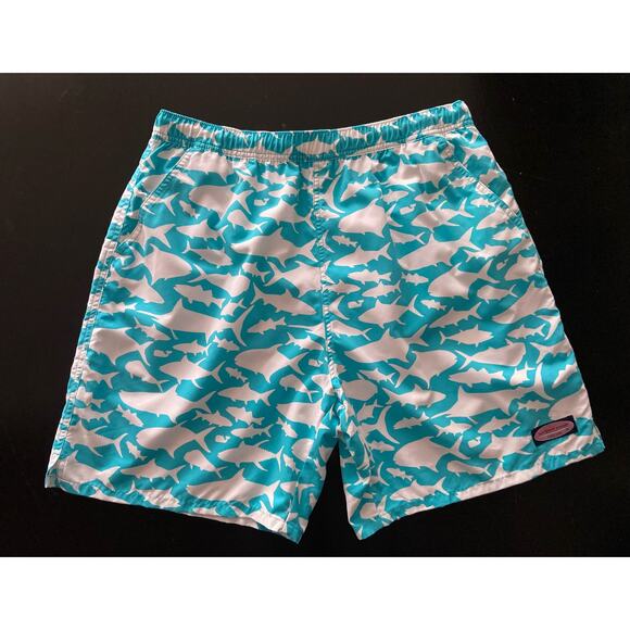 Vineyard Vines Other - VINEYARD VINES Blue/White Fish Swim Shorts sz L